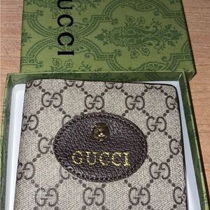 Gucci Beige and Brown Logo Wallet